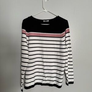Pink Clover Striped Black and Pink Women's Top